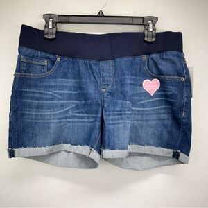 Great Expectations Maternity size XL Blue Denim Pull On Cuffed Jean Shorts